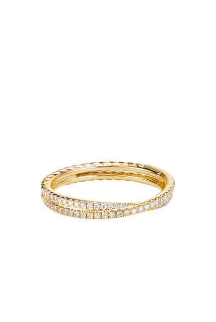 Crossover Band Ring, 18k Gold & Diamond